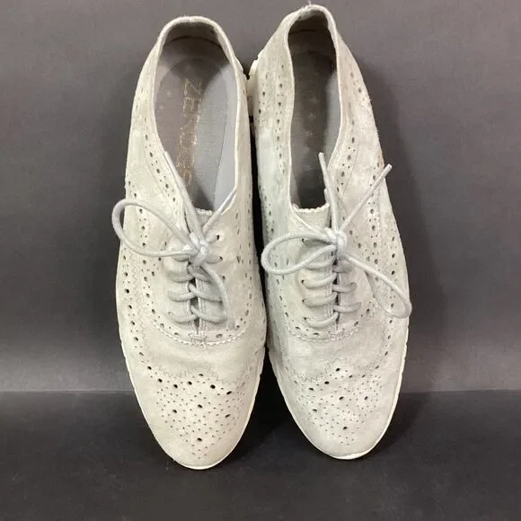 Cole Haan Grand Os -Women's Sz 8.5(B) -Gray Suede -Oxford Dress Shoes D44059 - Picture 4 of 11